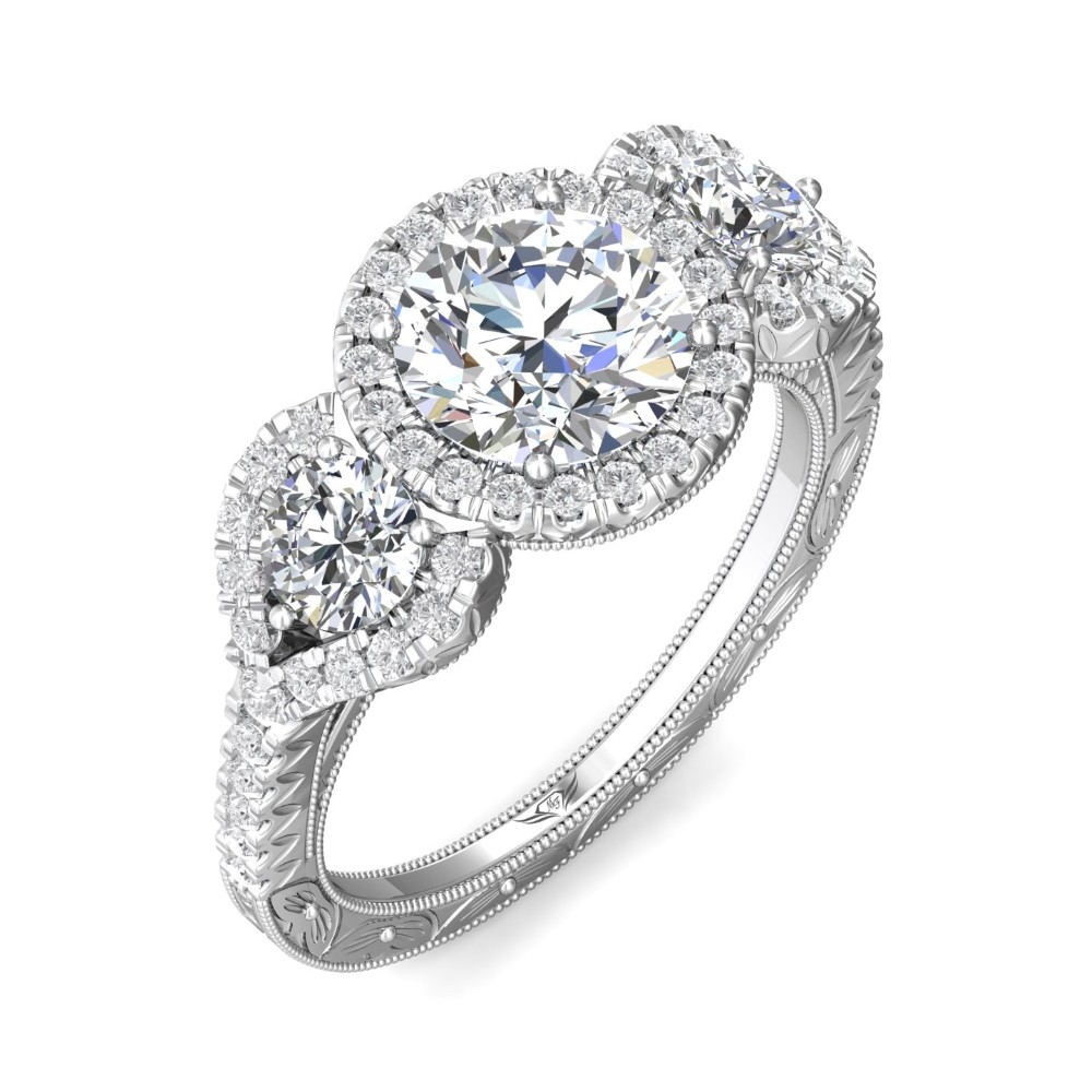 FlyerFit® 14K White Gold Vintage Engagement Ring