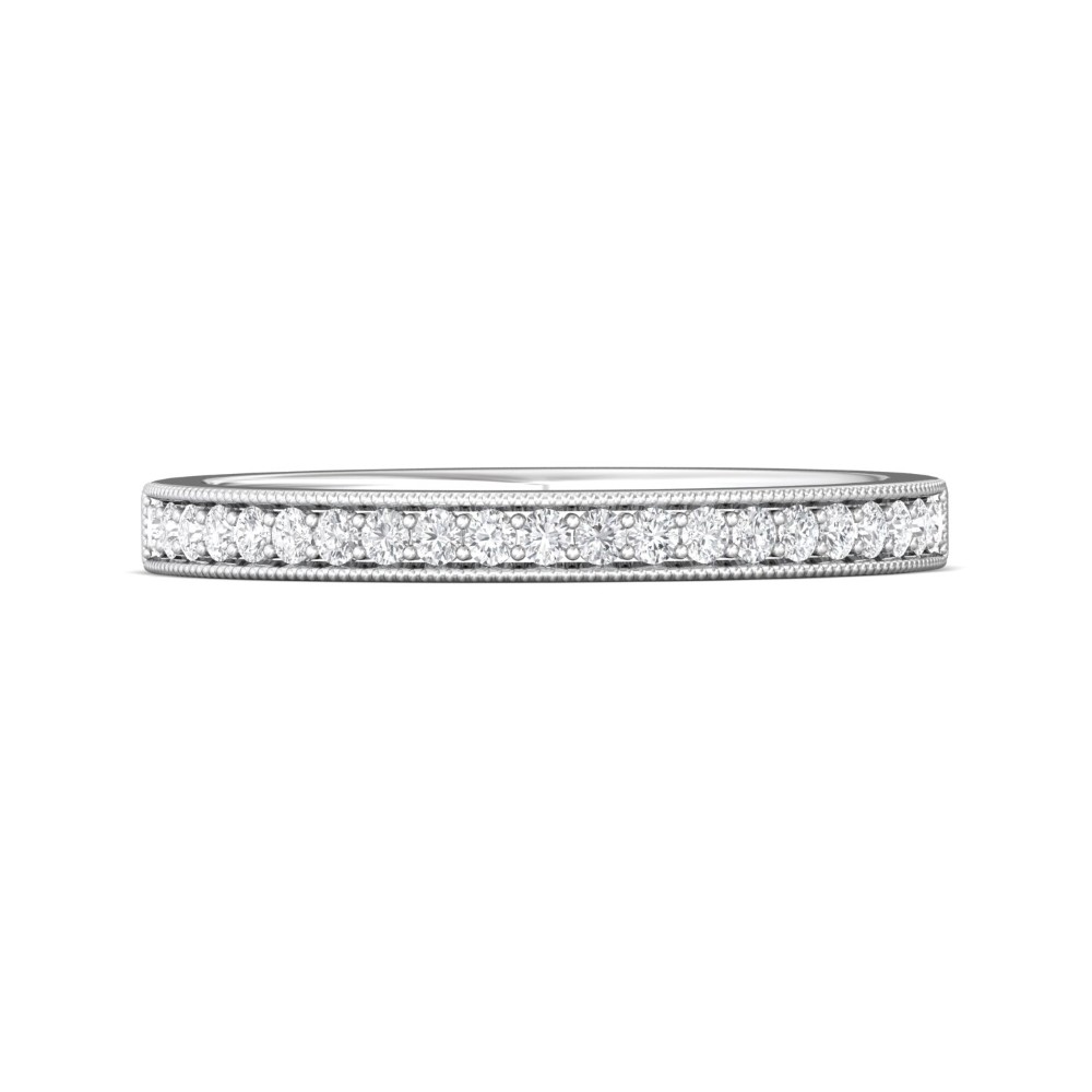 FlyerFit® 14K White Gold Micropave Bead Set Wedding Band