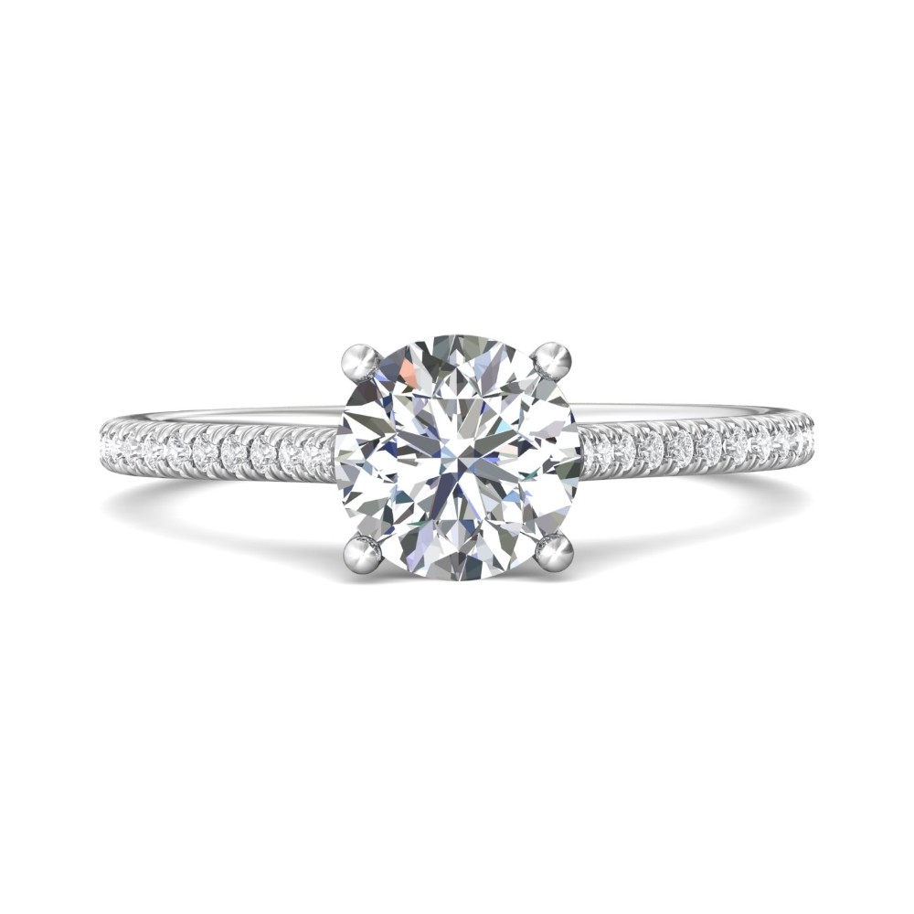 FlyerFit® 14K White Gold Micropave Engagement Ring