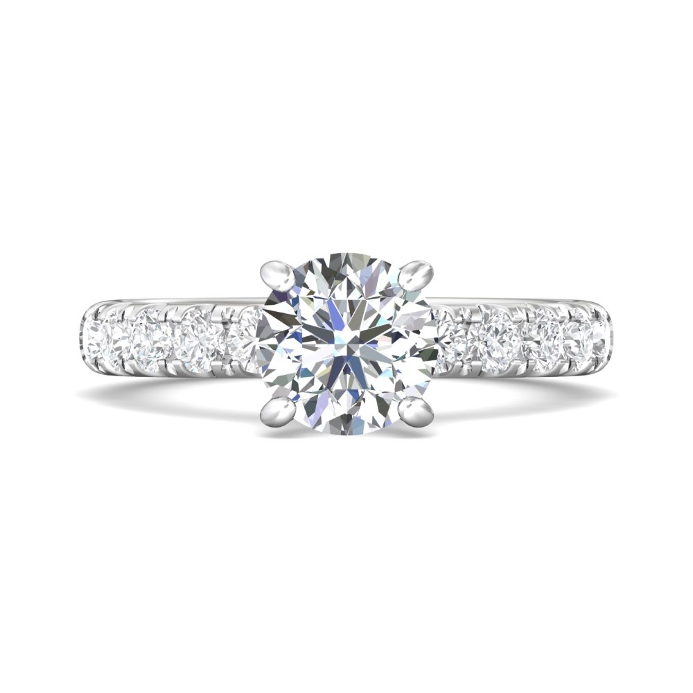 FlyerFit® 14K White Gold Micropave Engagement Ring