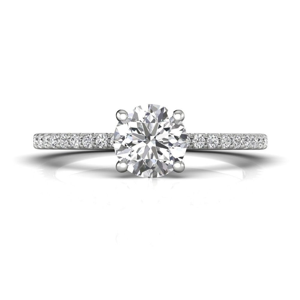 FlyerFit® 14K White Gold Micropave Engagement Ring
