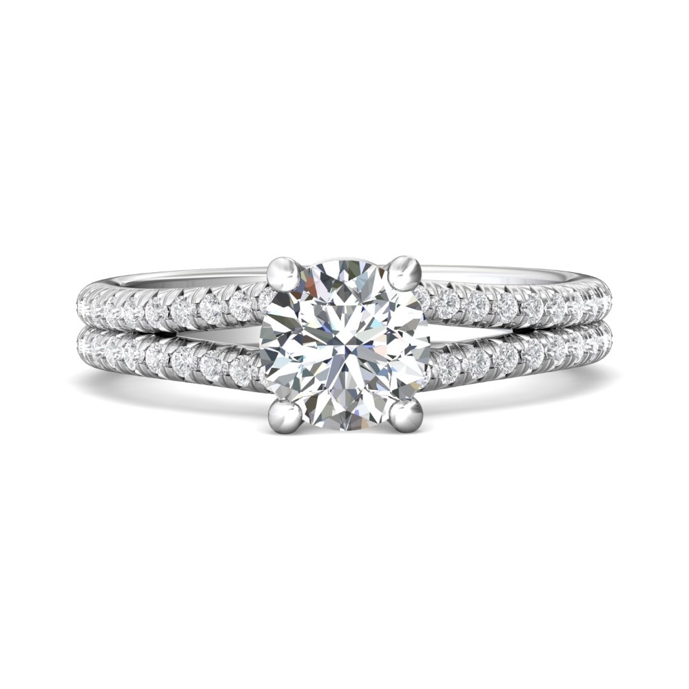 FlyerFit® 14K White Gold Split Shank Engagement Ring