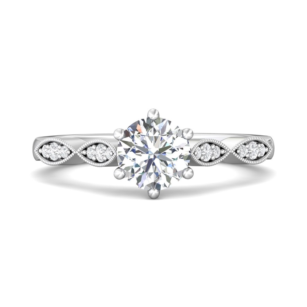 FlyerFit® 14K White Gold Micropave Engagement Ring
