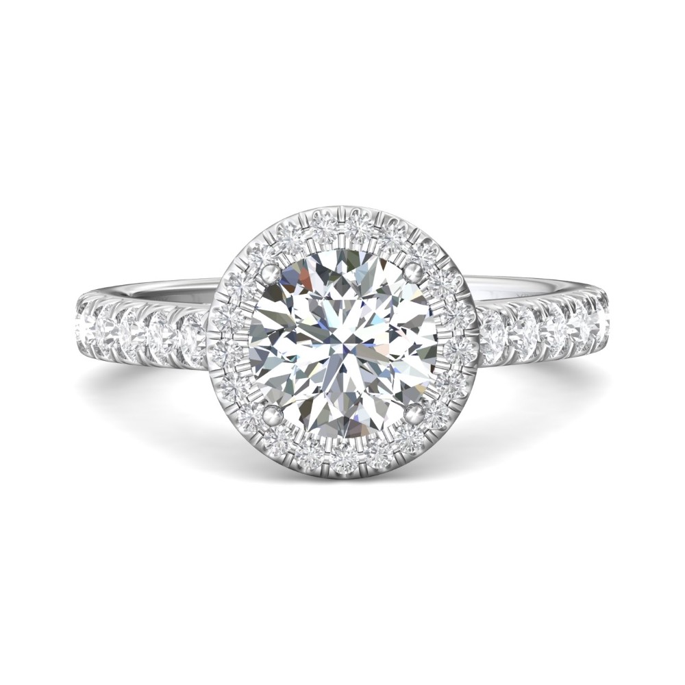 FlyerFit® 14K White Gold Micropave Halo Engagement Ring
