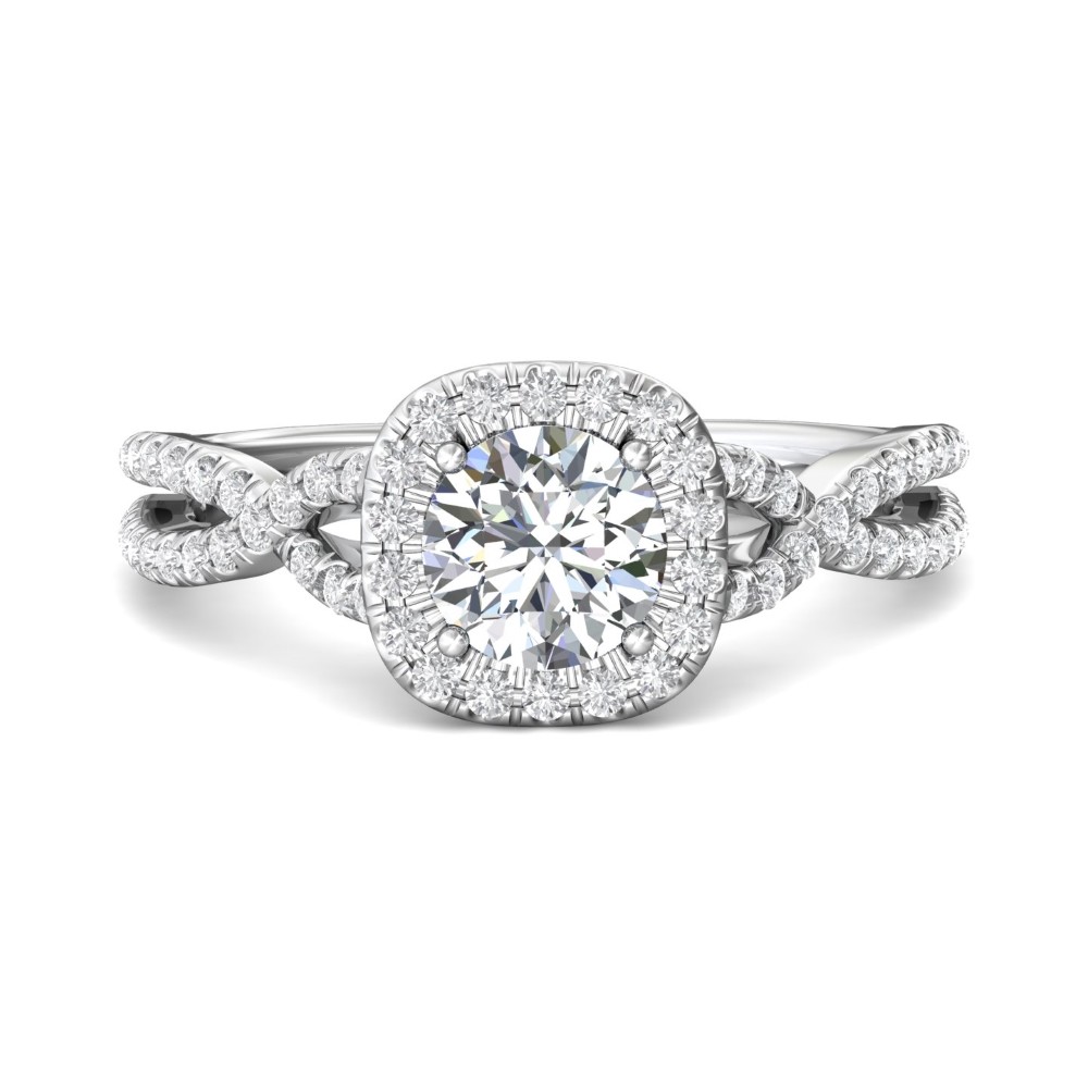 FlyerFit® 14K White Gold Split Shank Engagement Ring