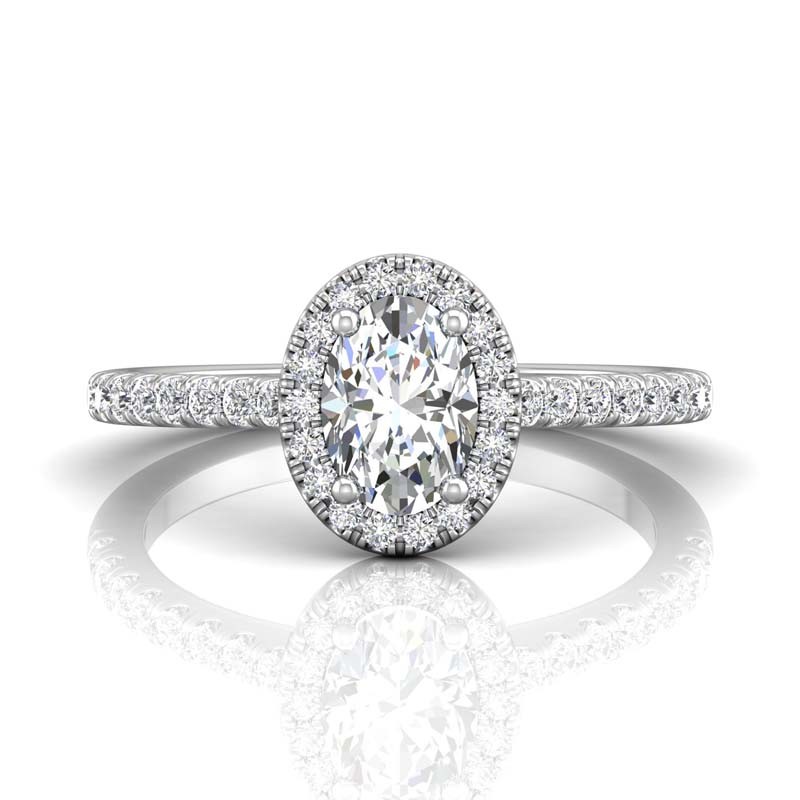 FlyerFit® 14K White Gold Micropave Halo Engagement Ring