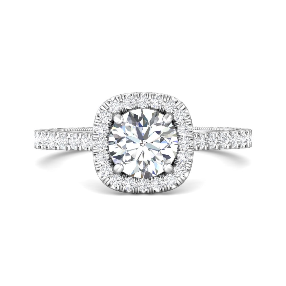FlyerFit® 14K White Gold Vintage Engagement Ring