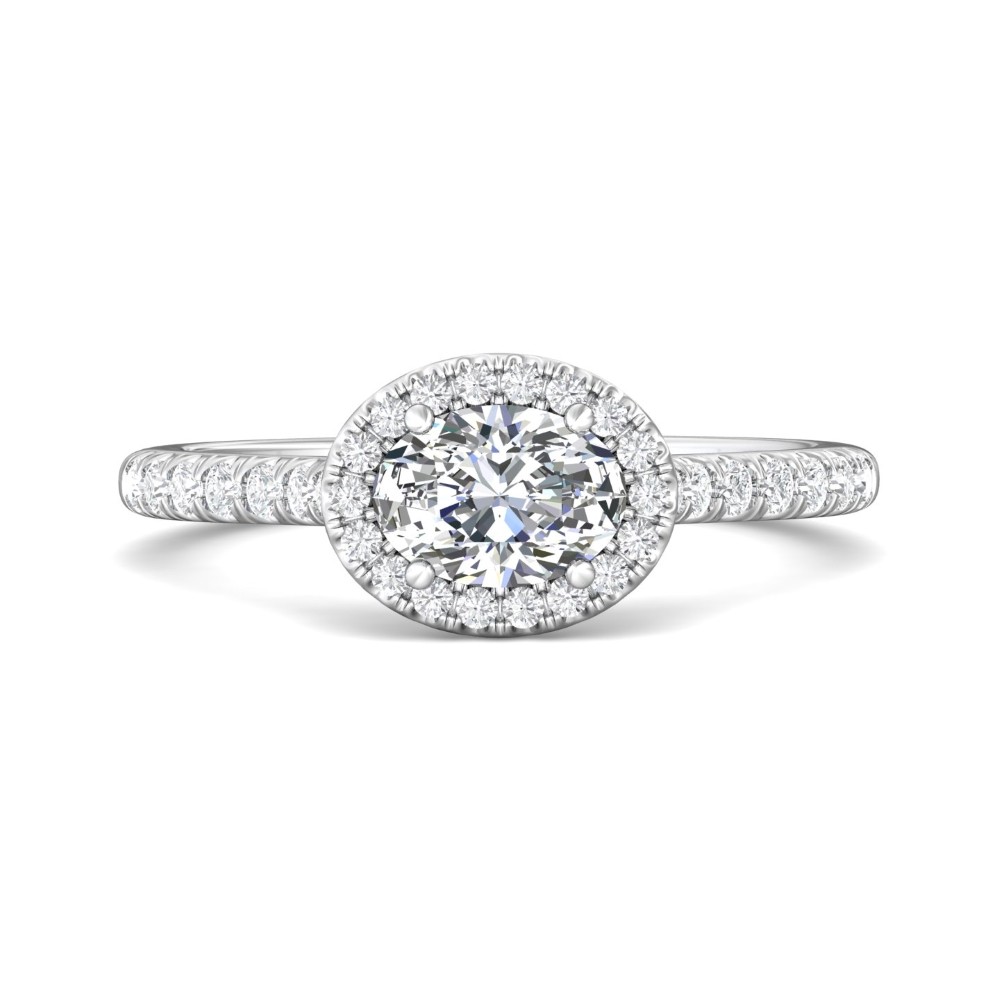 FlyerFit® 14K White Gold Micropave Halo Engagement Ring