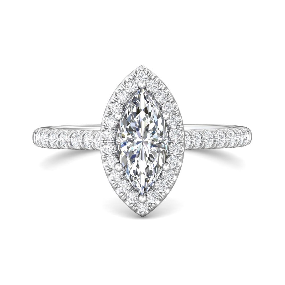 FlyerFit® 14K White Gold Micropave Halo Engagement Ring