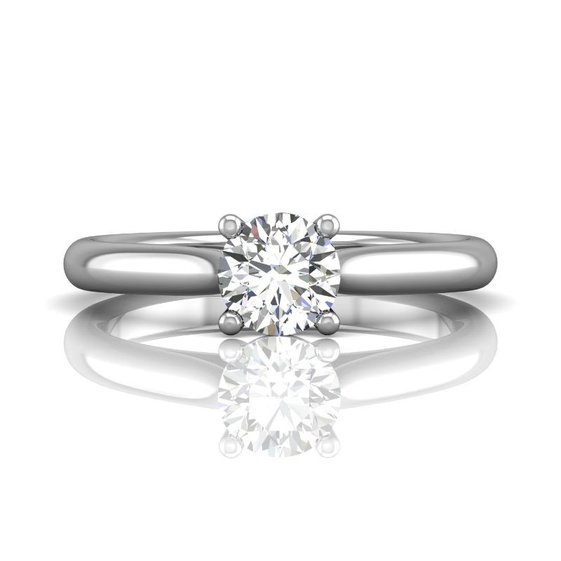 FlyerFit® 14K White Gold Solitaire Engagement Ring