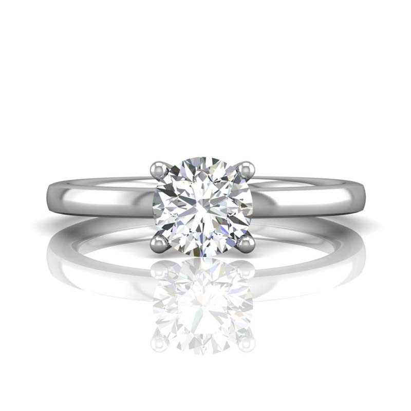 FlyerFit® 14K White Gold Solitaire Engagement Ring