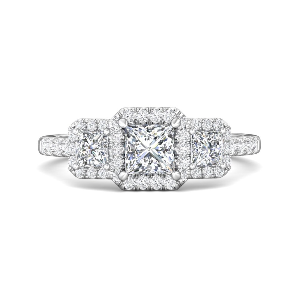 FlyerFit® 14K White Gold Three Stone Engagement Ring