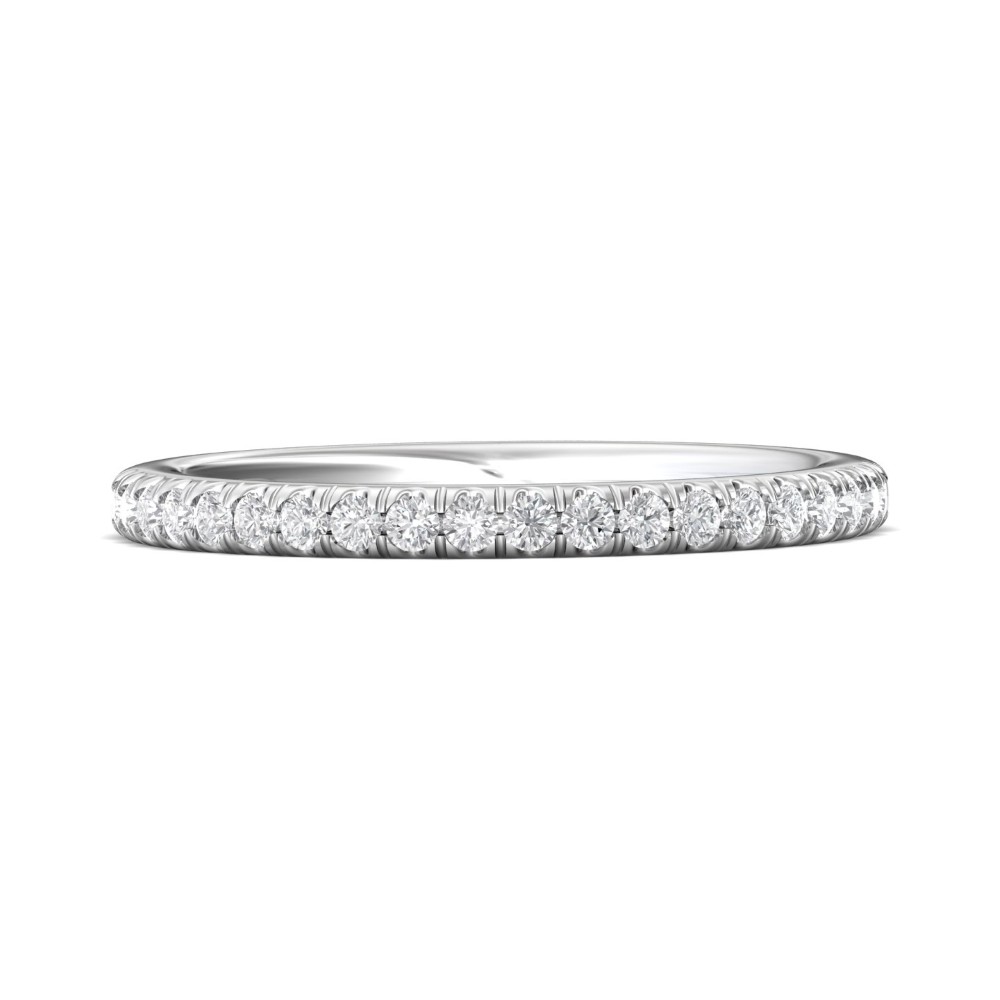 FlyerFit® 14K White Gold Micropave Cutdown Wedding Band