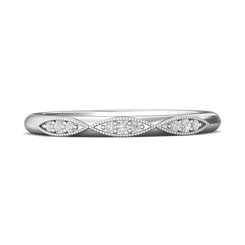 FlyerFit® 14K White Gold Micropave Bead Set Wedding Band