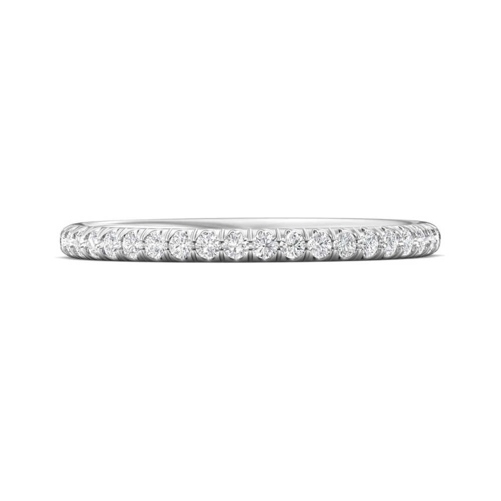 FlyerFit® 14K White Gold Micropave Cutdown Wedding Band