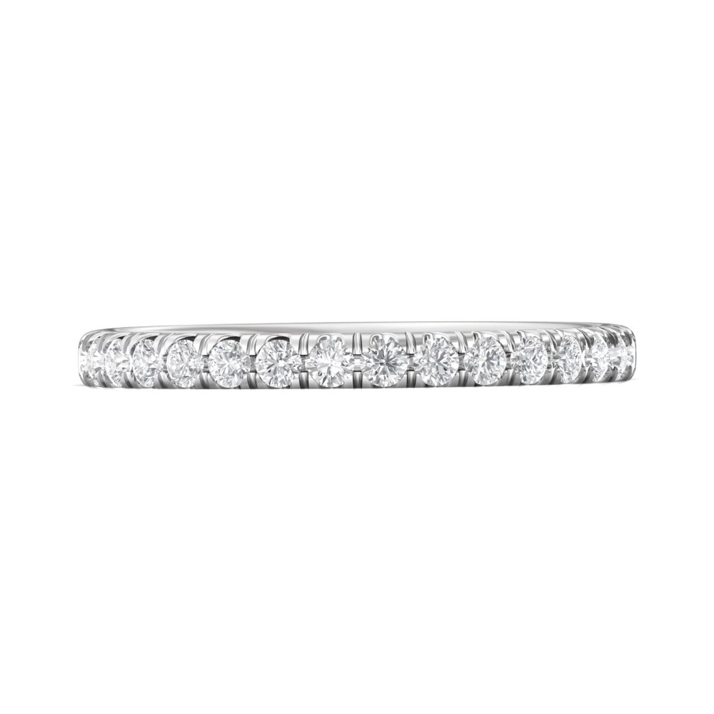FlyerFit® 14K White Gold Micropave Cutdown Wedding Band