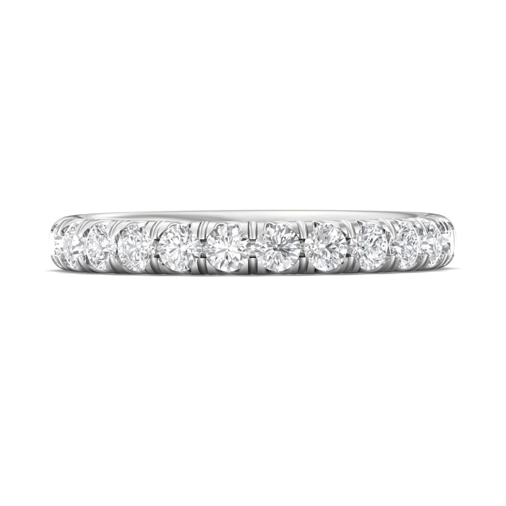 FlyerFit® 14K White Gold Micropave Cutdown Wedding Band