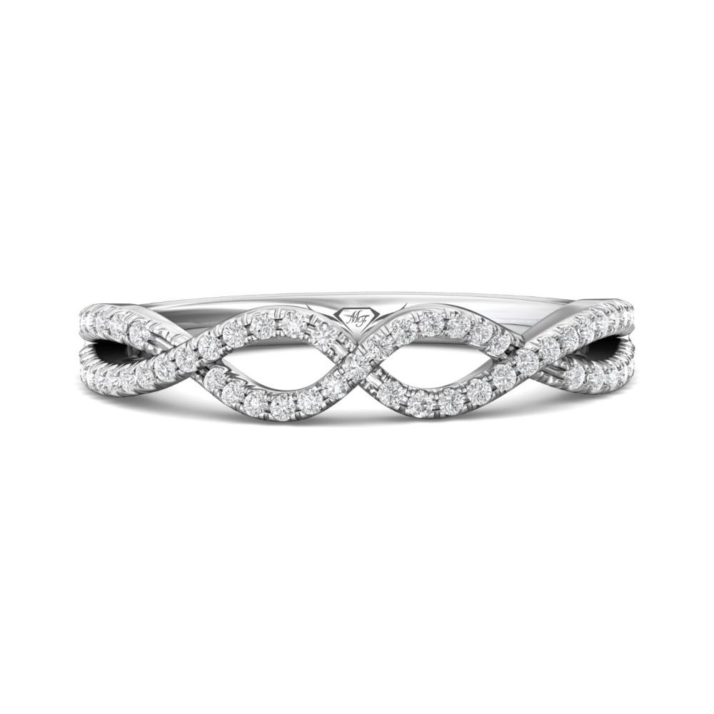 FlyerFit® 14K White Gold Micropave Cutdown Wedding Band