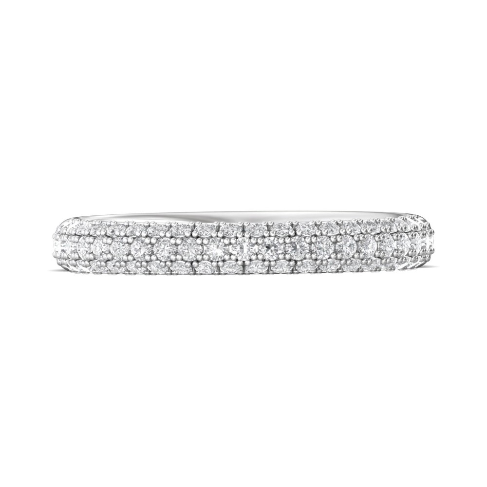 FlyerFit® 14K White Gold Micropave Wedding Band