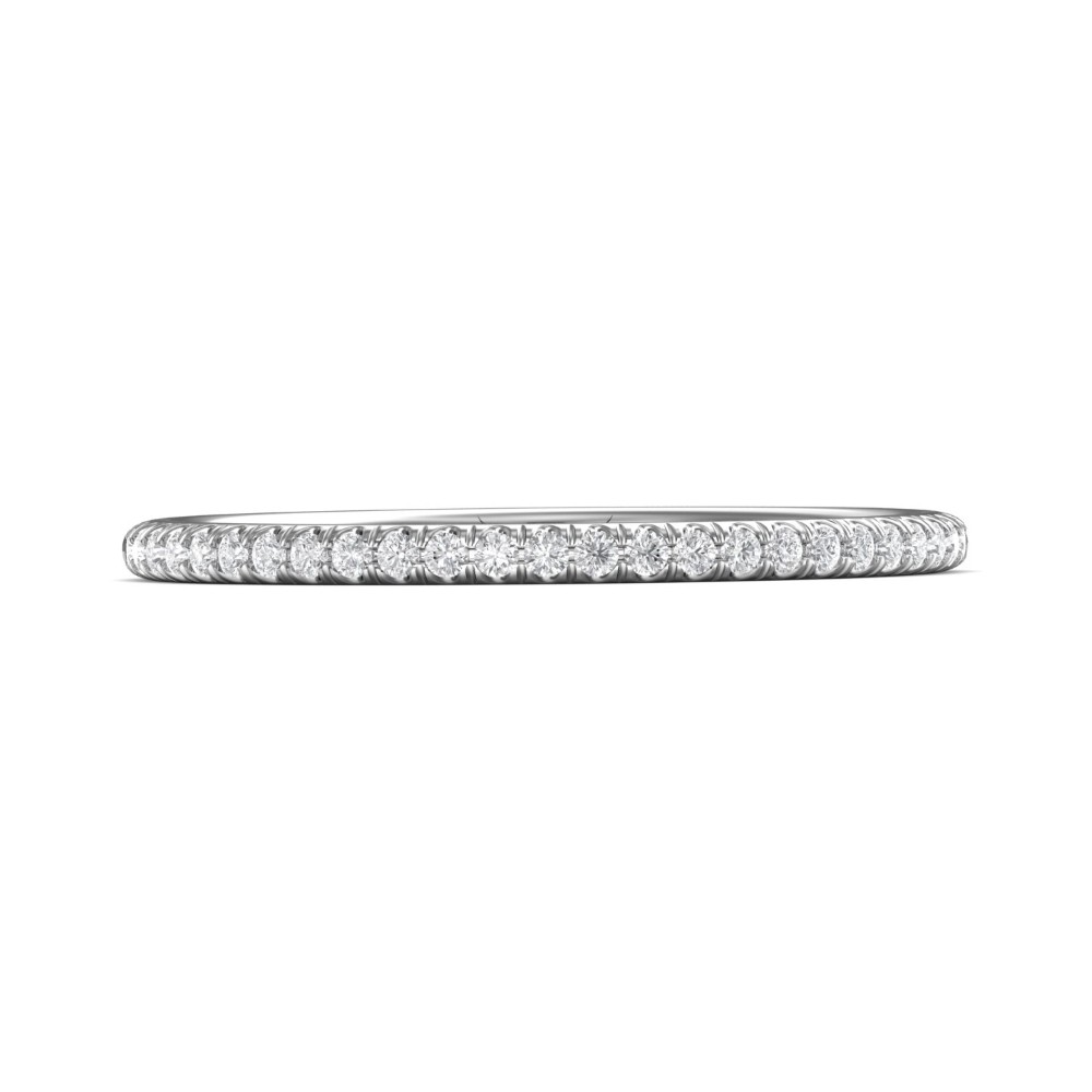 FlyerFit® 14K White Gold Micropave Cutdown Wedding Band