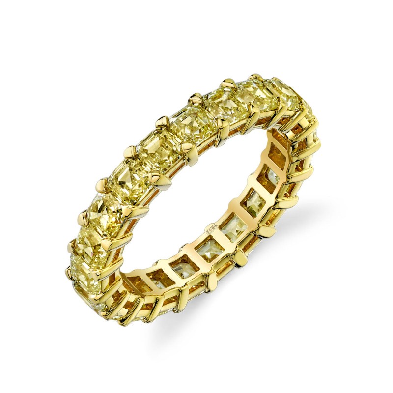 Fancy Yellow Asscher Diamond Eternity Band
