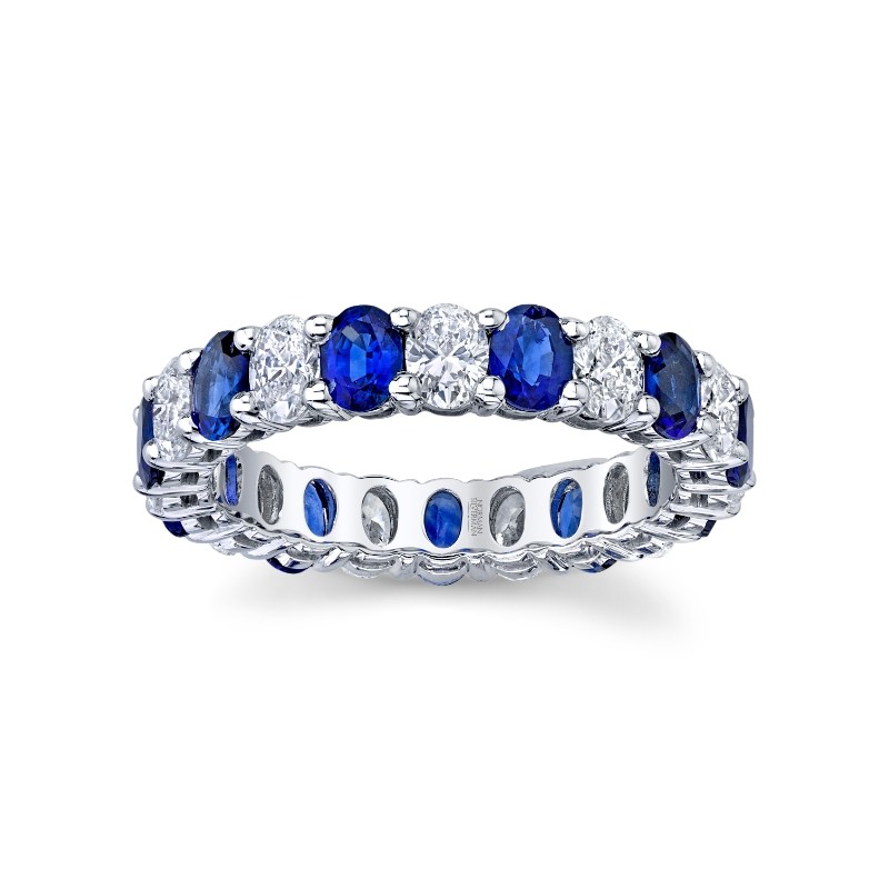 Sapphire and Oval Diamond Eternity Band