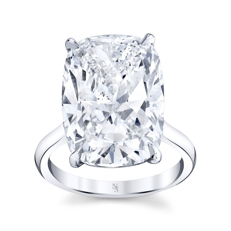 12.98 Carat Cushion Diamond Solitaire Ring