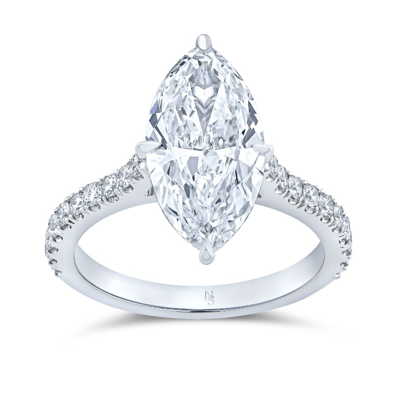 3.05 Carat Marquise Diamond ring with Accented Band