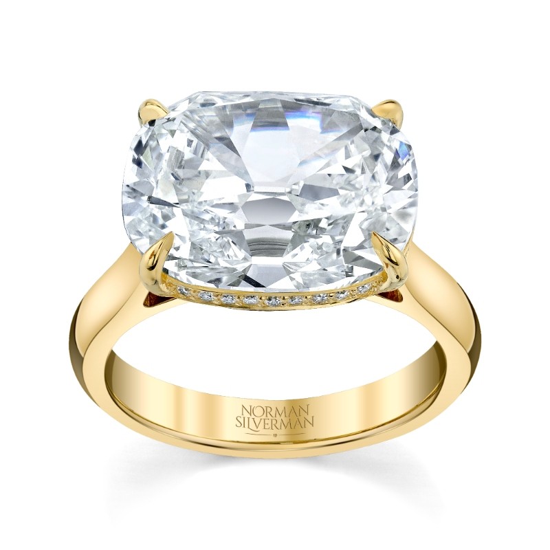 9.18 Carat East West Cushion Diamond Ring